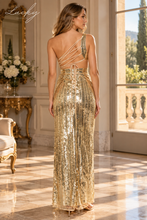 Cargar imagen en el visor de la galería, Vestido dorado de lentejuelas