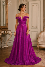 Cargar imagen en el visor de la galería, Vestido magenta con brillos