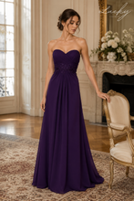 Cargar imagen en el visor de la galería, Vestido morado strapless sencillo