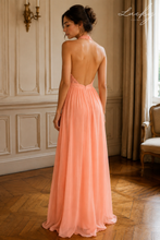 Cargar imagen en el visor de la galería, Vestido coral claro con transparencia y encaje arriba