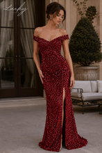 Cargar imagen en el visor de la galería, Vestido vino de lentejuelas