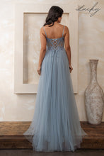 Cargar imagen en el visor de la galería, Vestido dusty blue con piedras y tirantes