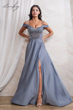Cargar imagen en el visor de la galería, Vestido dusty blue con piedras