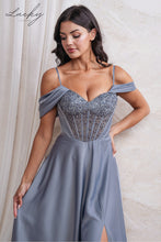 Cargar imagen en el visor de la galería, Vestido dusty blue con piedras