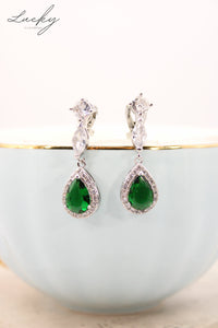 Arete plateado y verde