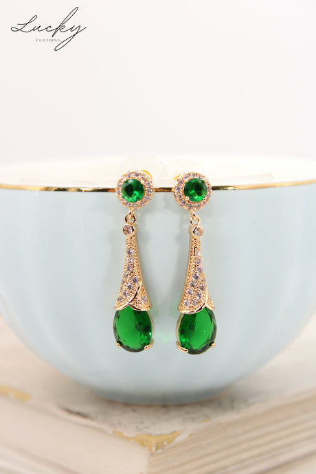 Arete dorado y verde