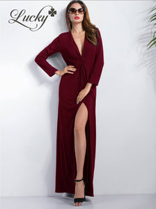 Vestido vino manga larga sencillo