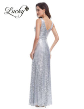 Cargar imagen en el visor de la galería, Vestido plata de lentejuelas cerrado