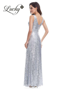Vestido plata de lentejuelas cerrado