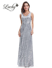 Cargar imagen en el visor de la galería, Vestido plata de lentejuelas cerrado