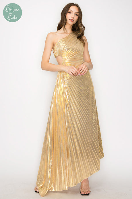 Vestido dorado plisado