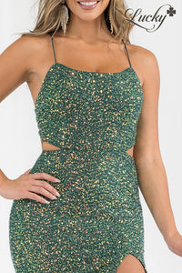 Vestido verde de lentejuelas al cuerpo