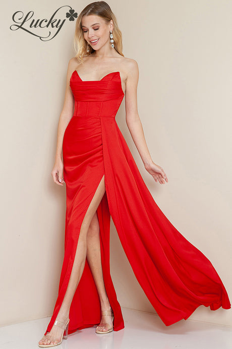 Vestido rojo strapless